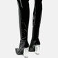 Noire Thigh High Long Boots In Patent Pu