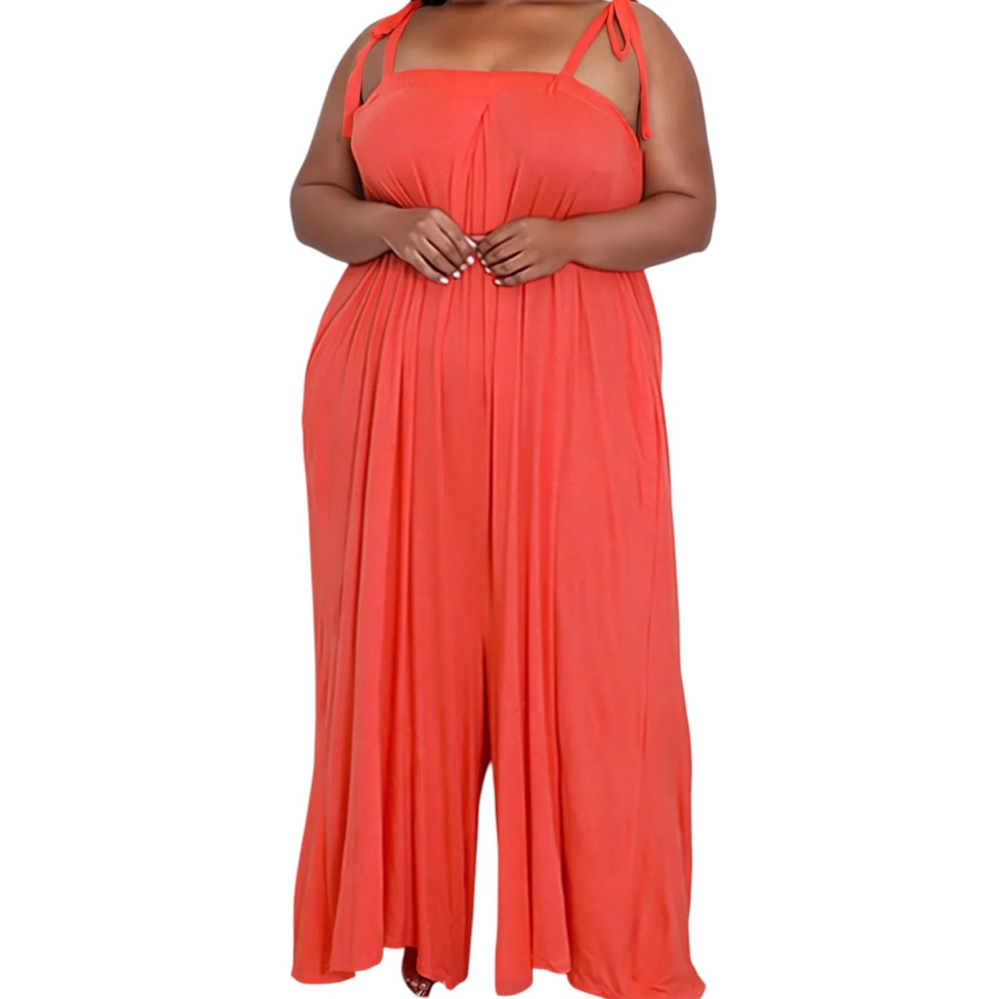 Coral Jumpsuit With Pockets