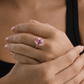 Sterling Silver Oval Cut Pink Sapphire CZ Cocktail Ring