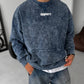 Unisex Oversize Sweatshirt with Pouch Pocket and Spray-Paint Design
