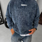 Unisex Oversize Sweatshirt with Pouch Pocket and Spray-Paint Design