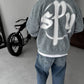 Unisex Oversize Sweatshirt with Pouch Pocket and Spray-Paint Design