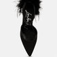 Palmetta Fur Detail Block Heel Sandals