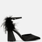 Palmetta Fur Detail Block Heel Sandals
