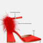 Palmetta Fur Detail Block Heel Sandals