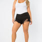Paula -mid Rise Out Seam Lace Up Black Shorts