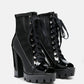 Peepque Peep Toe Lace-Up Booties