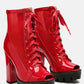 Peepque Peep Toe Lace-Up Booties