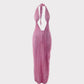 Pink Halter Ruffle Dress