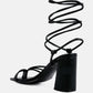 Piri Toe Ring Tie Up Block Sandals