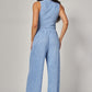 Plissé Waistcoat Top & Wide-Leg Pant Set – Chic Brunch, Work & Travel Outfit