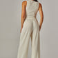 Plissé Waistcoat Top & Wide-Leg Pant Set – Chic Brunch, Work & Travel Outfit