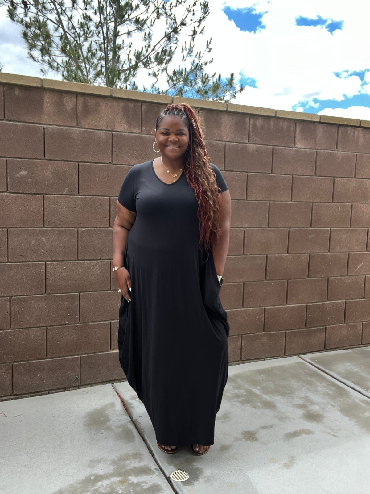 Black Harem Maxi Dress With Pockets