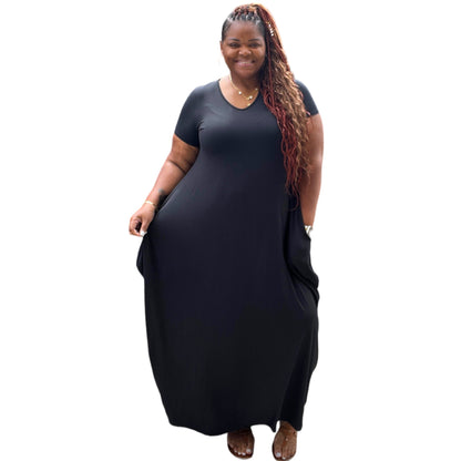 Black Harem Maxi Dress With Pockets