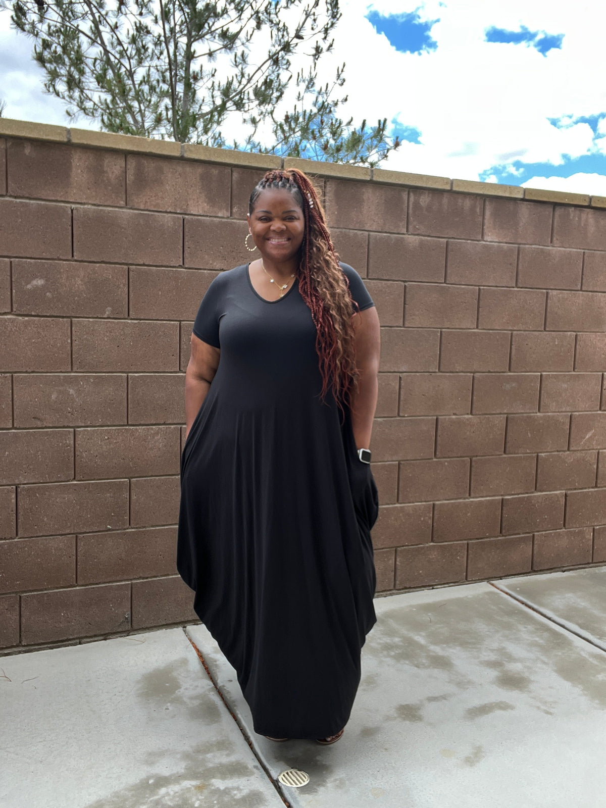 Black Harem Maxi Dress With Pockets