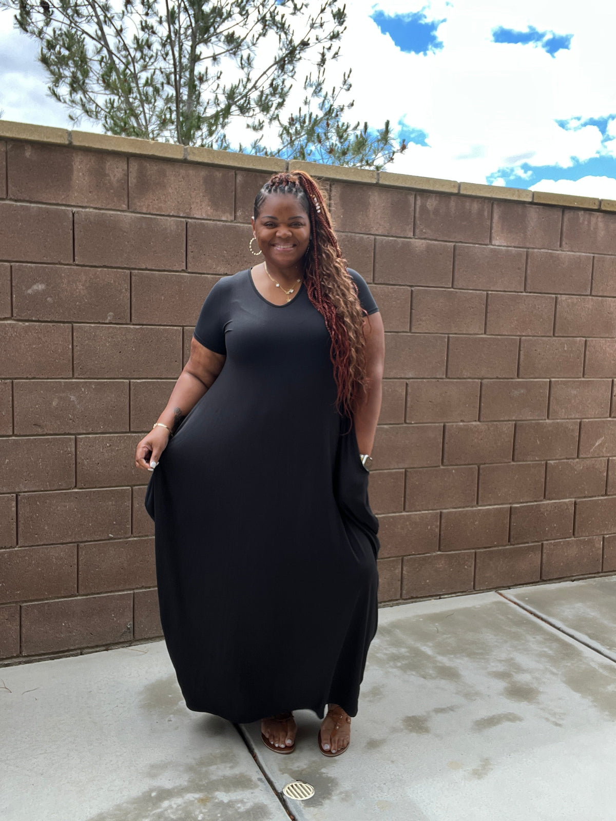 Black Harem Maxi Dress With Pockets