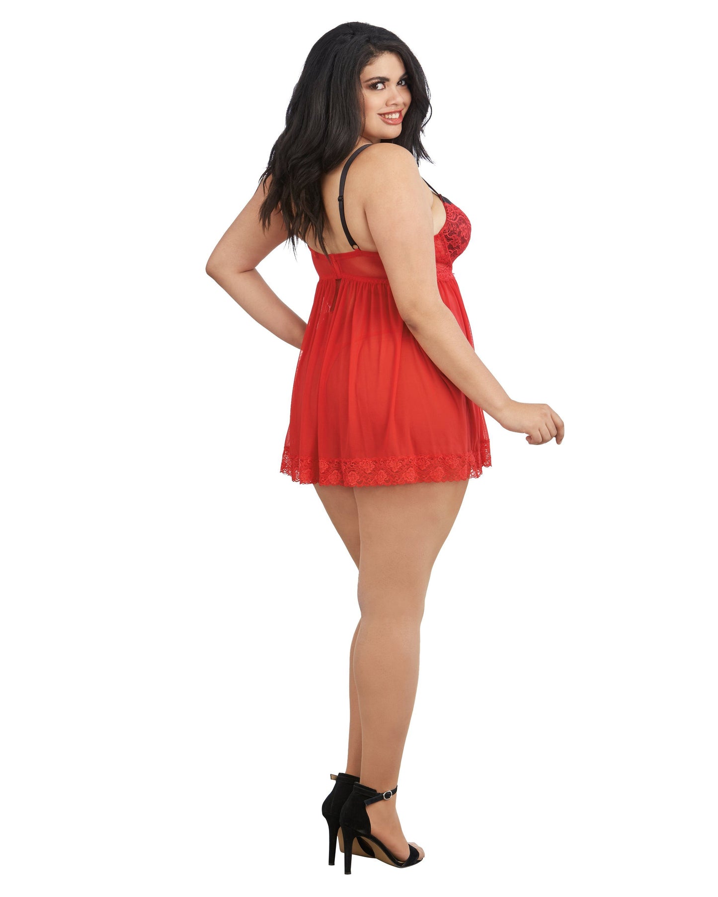 Contrast Lace Overlay Babydoll