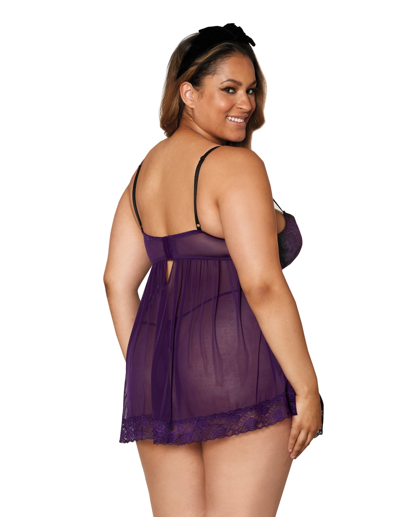 Contrast Lace Overlay Babydoll