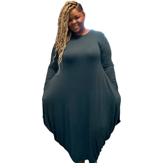 Draped Long Sleeve Maxi Dress