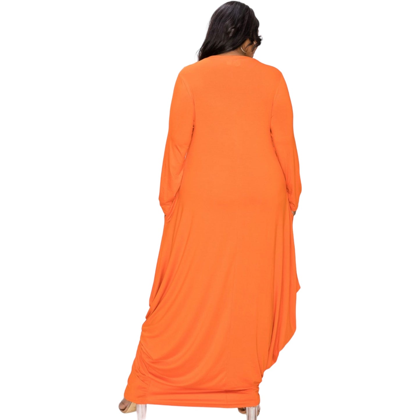 Draped Long Sleeve Maxi Dress