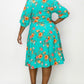 Floral A Line Flare Dress With Belt