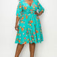 Floral A Line Flare Dress With Belt