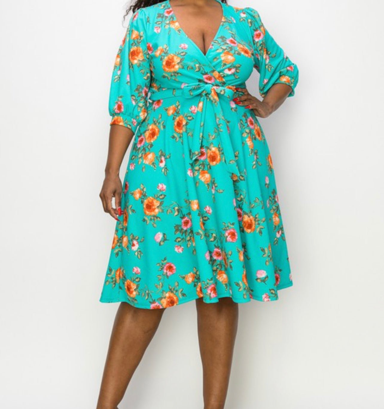 Floral A Line Flare Dress With Belt