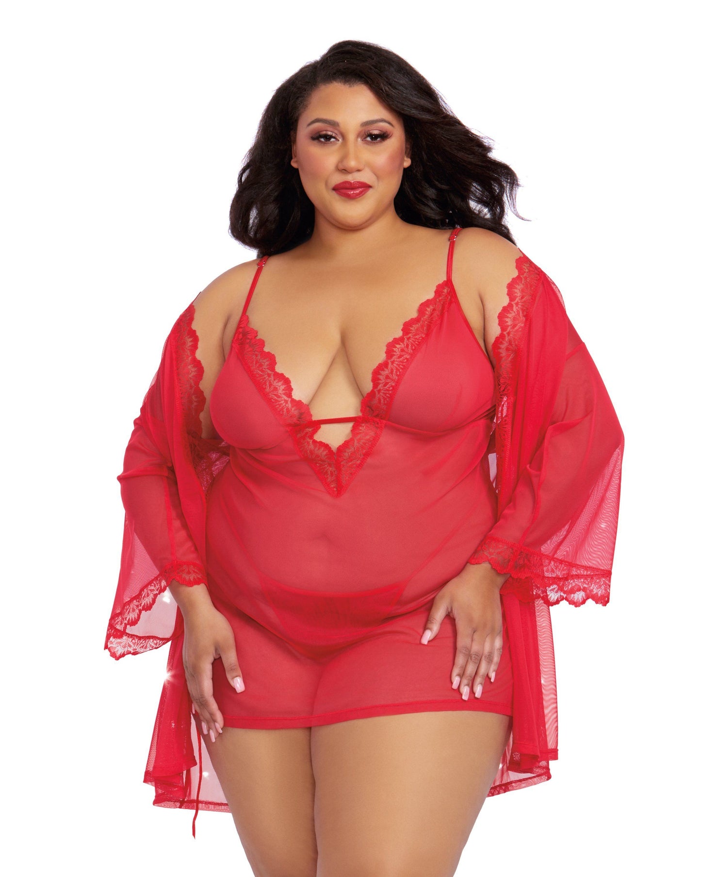 Stretch Mesh Chemise & Robe Set