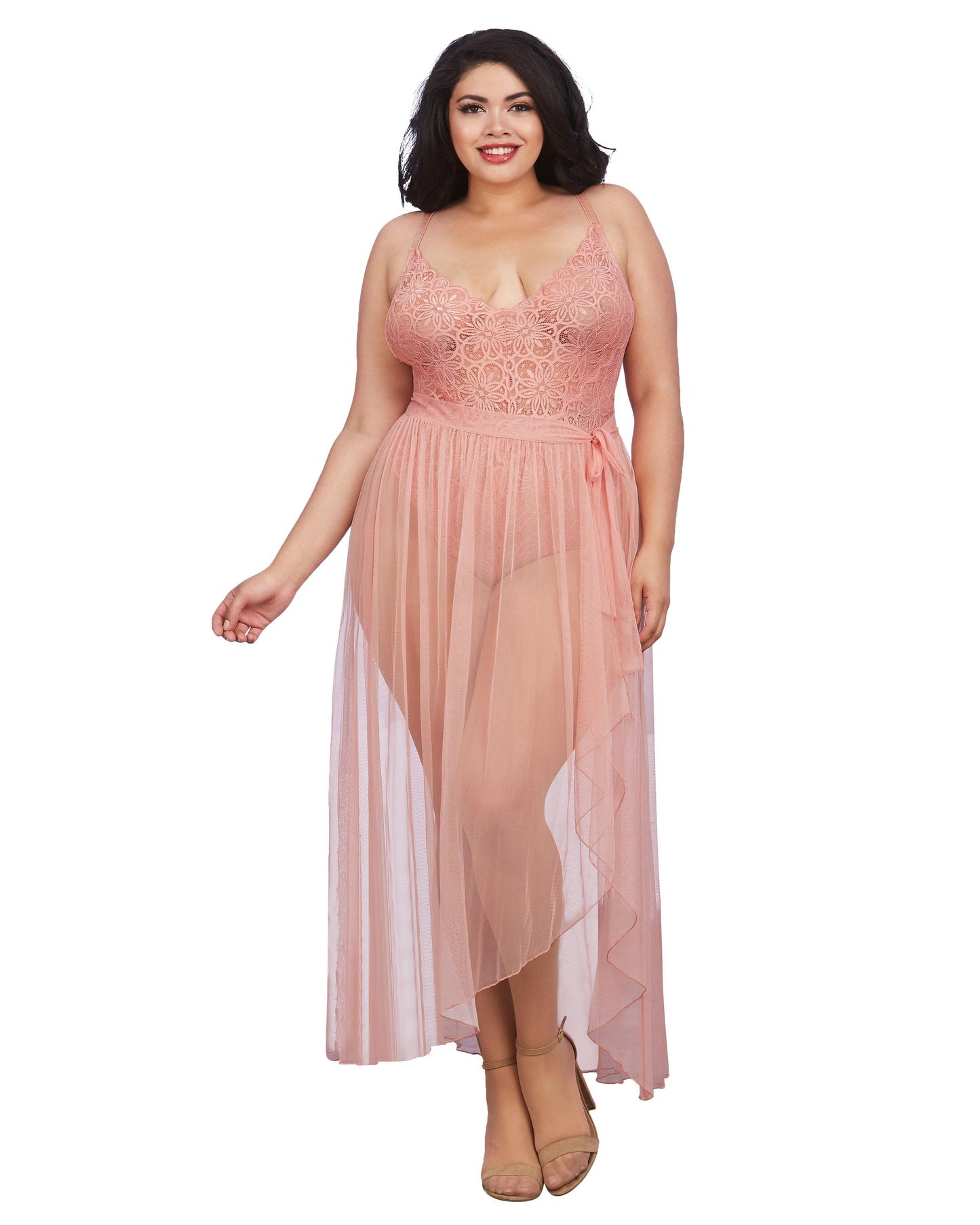 Mosaic Lace Teddy & Sheer Skirt