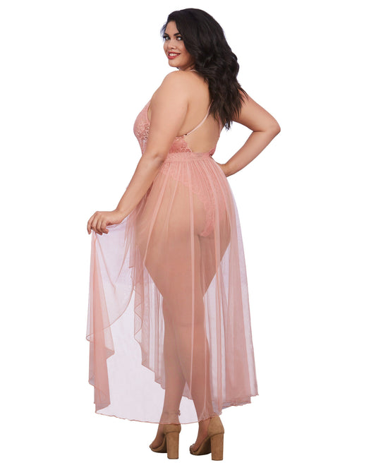 Mosaic Lace Teddy & Sheer Skirt