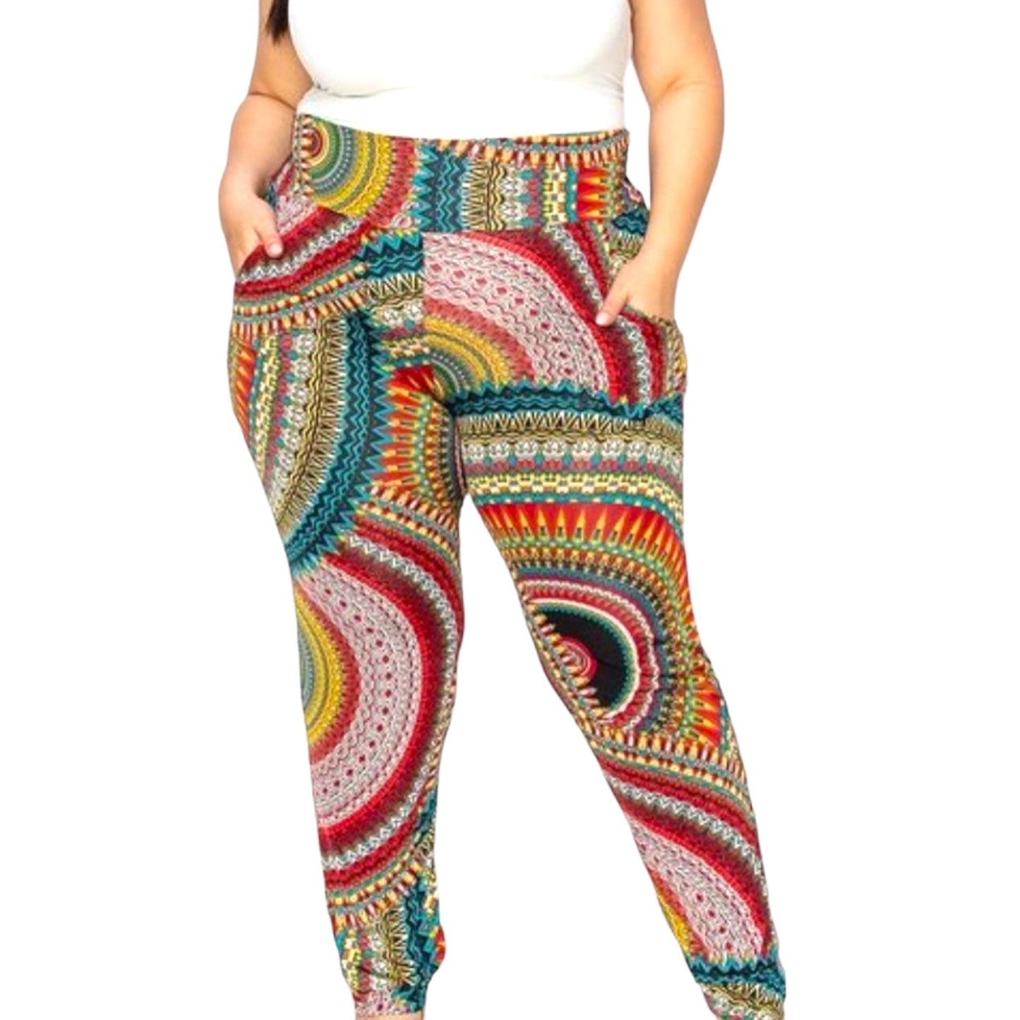 Multi Print Pants With Pockets