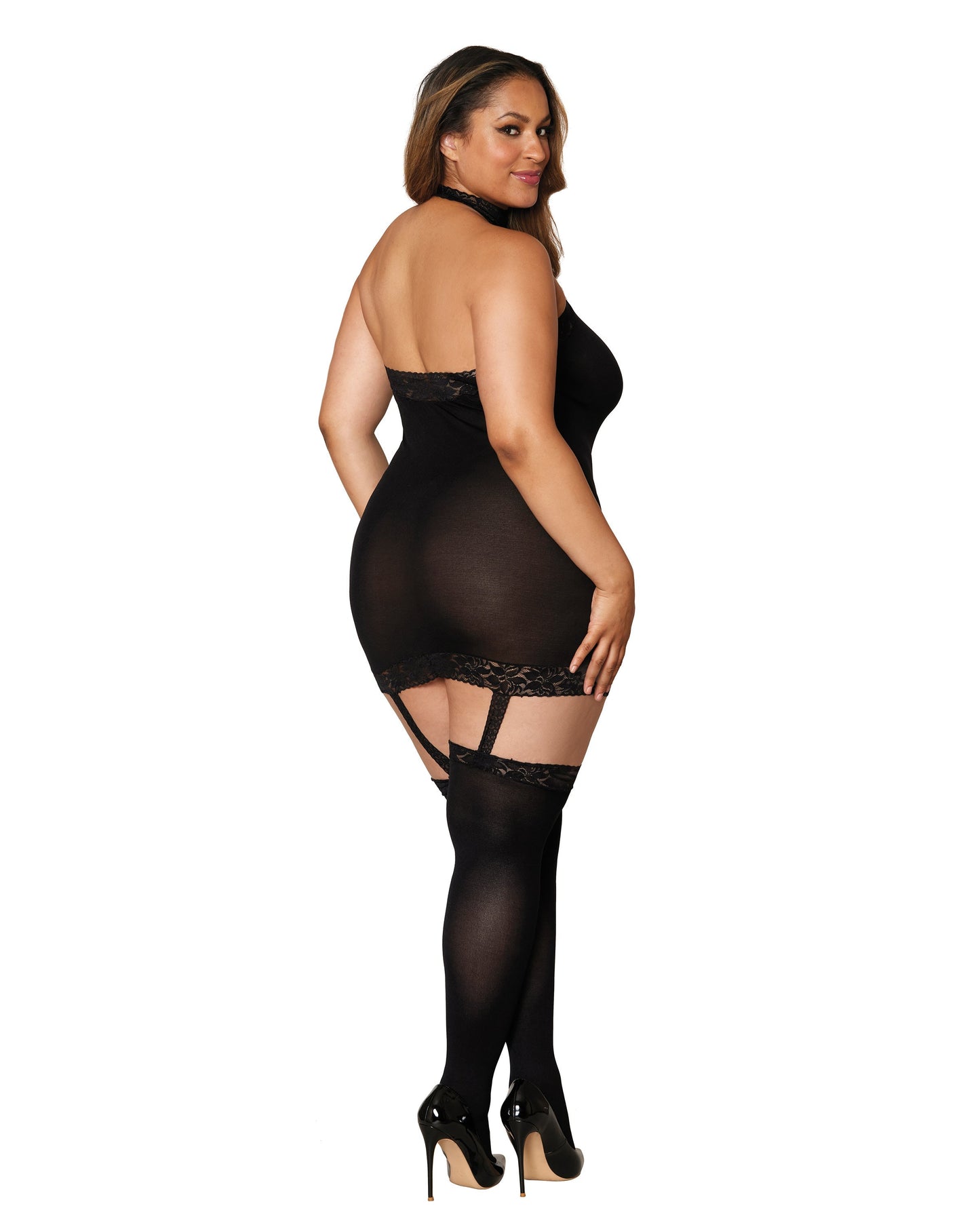 Sheer Garter Bodystocking with Thigh High