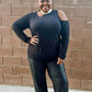 Silver Trim Mockneck Top