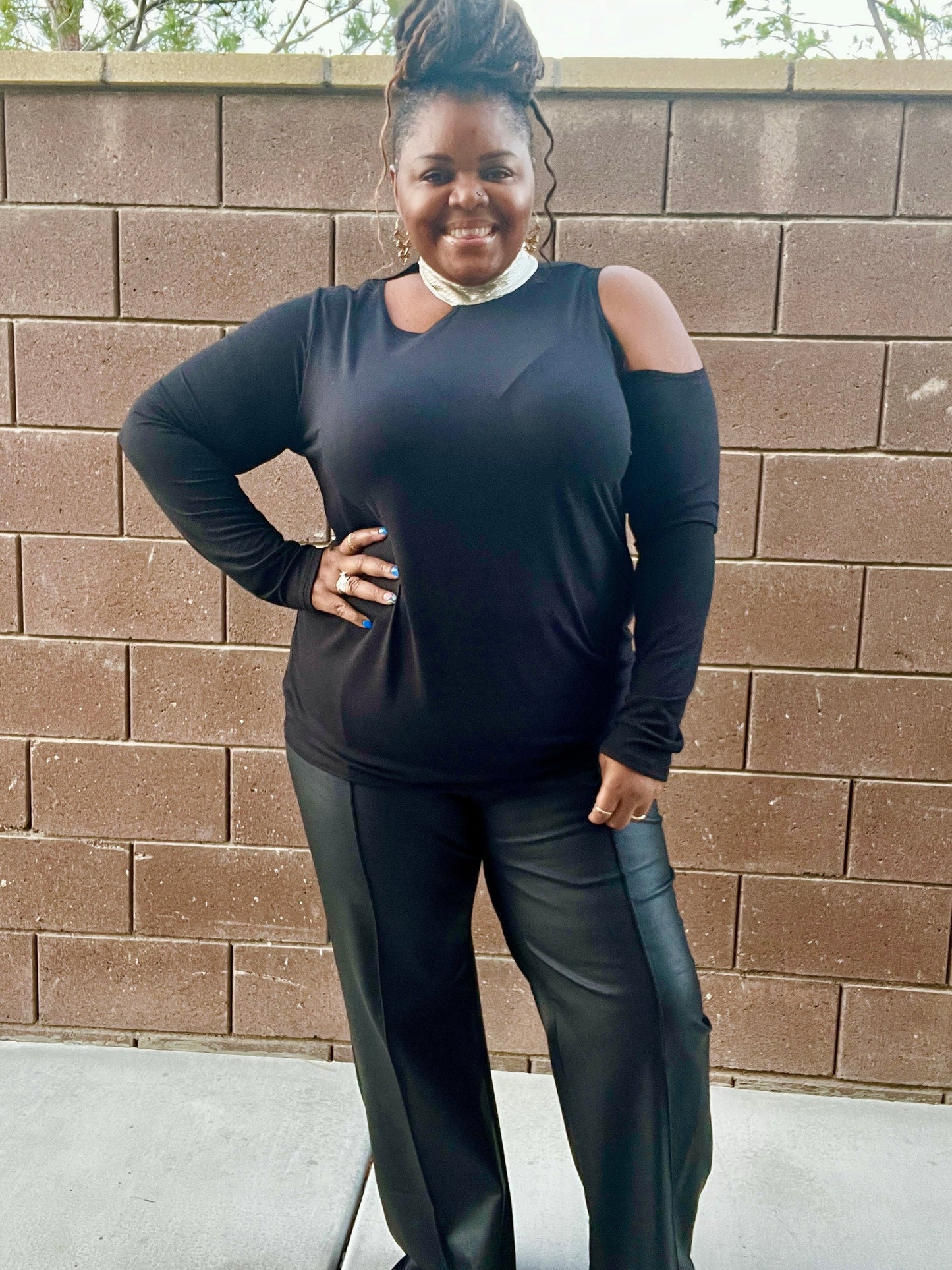 Silver Trim Mockneck Top