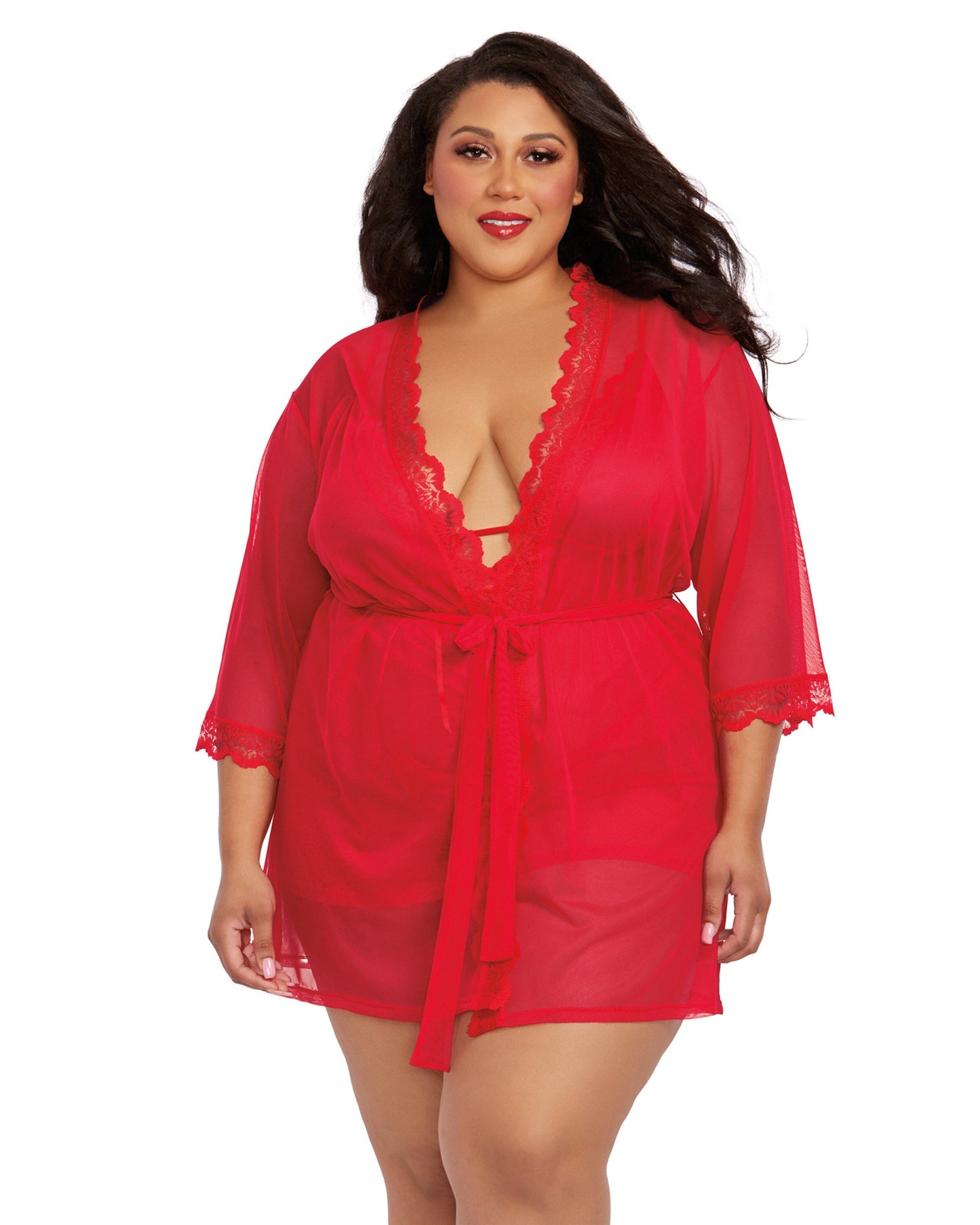 Stretch Mesh Chemise & Robe Set
