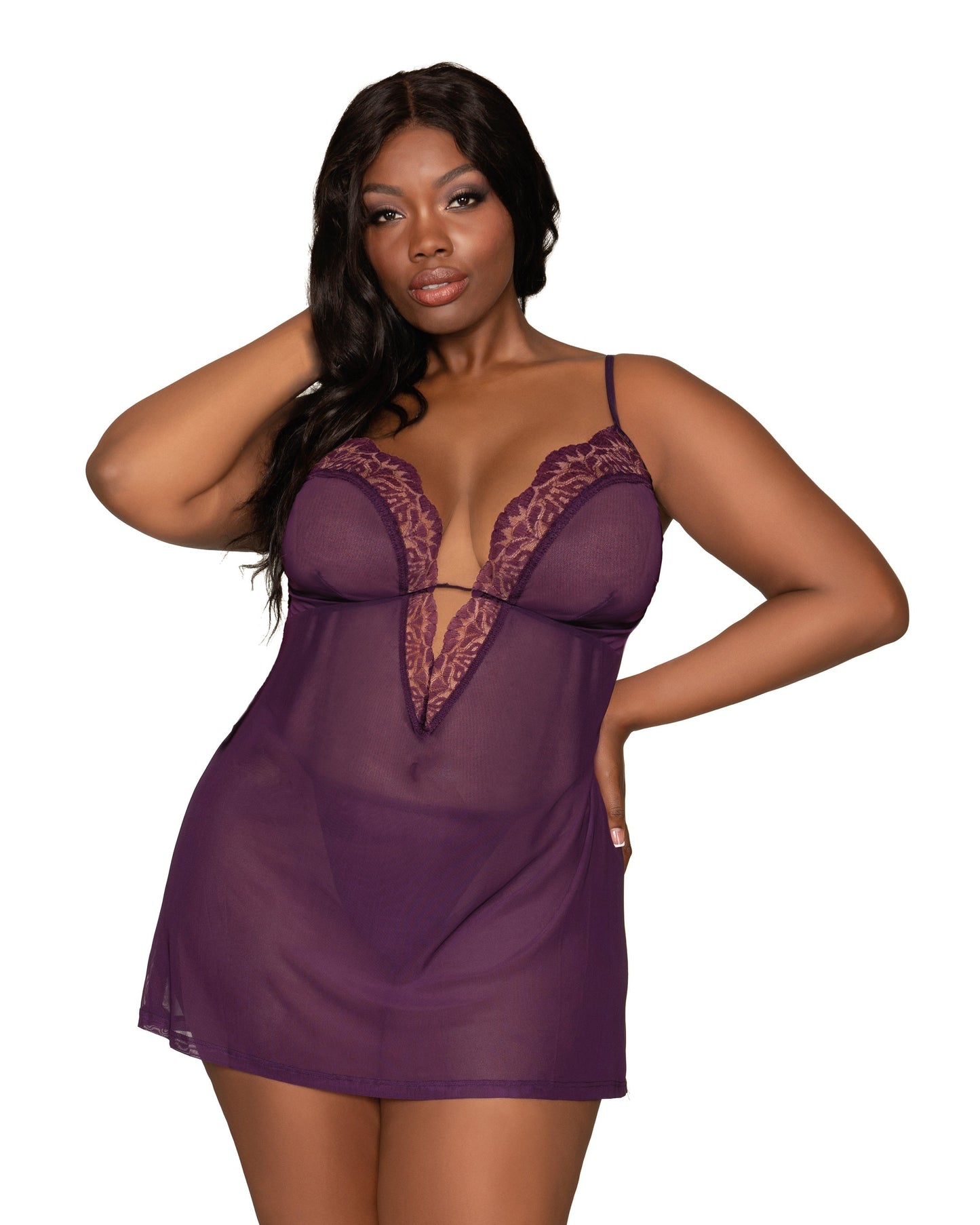 Stretch Mesh Chemise & Robe Set