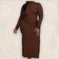 Turtle Neck High Slit Maxi Dress