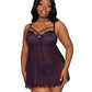 Underwire Push Up Cup Babydoll with Stretch Mesh Skirt
