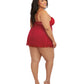 Underwire Push Up Cup Babydoll with Stretch Mesh Skirt