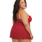 Underwire Push Up Cup Babydoll with Stretch Mesh Skirt