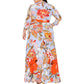 Vibrant Floral Faux Wrap Maxi Dress