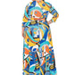 Vibrant Geometric Faux Wrap Maxi Dress