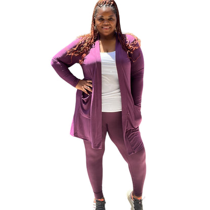 Long Sleeve Cardigan With Legging Set