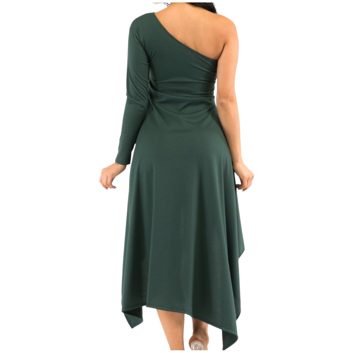 Emerald Green One Shoulder Dress