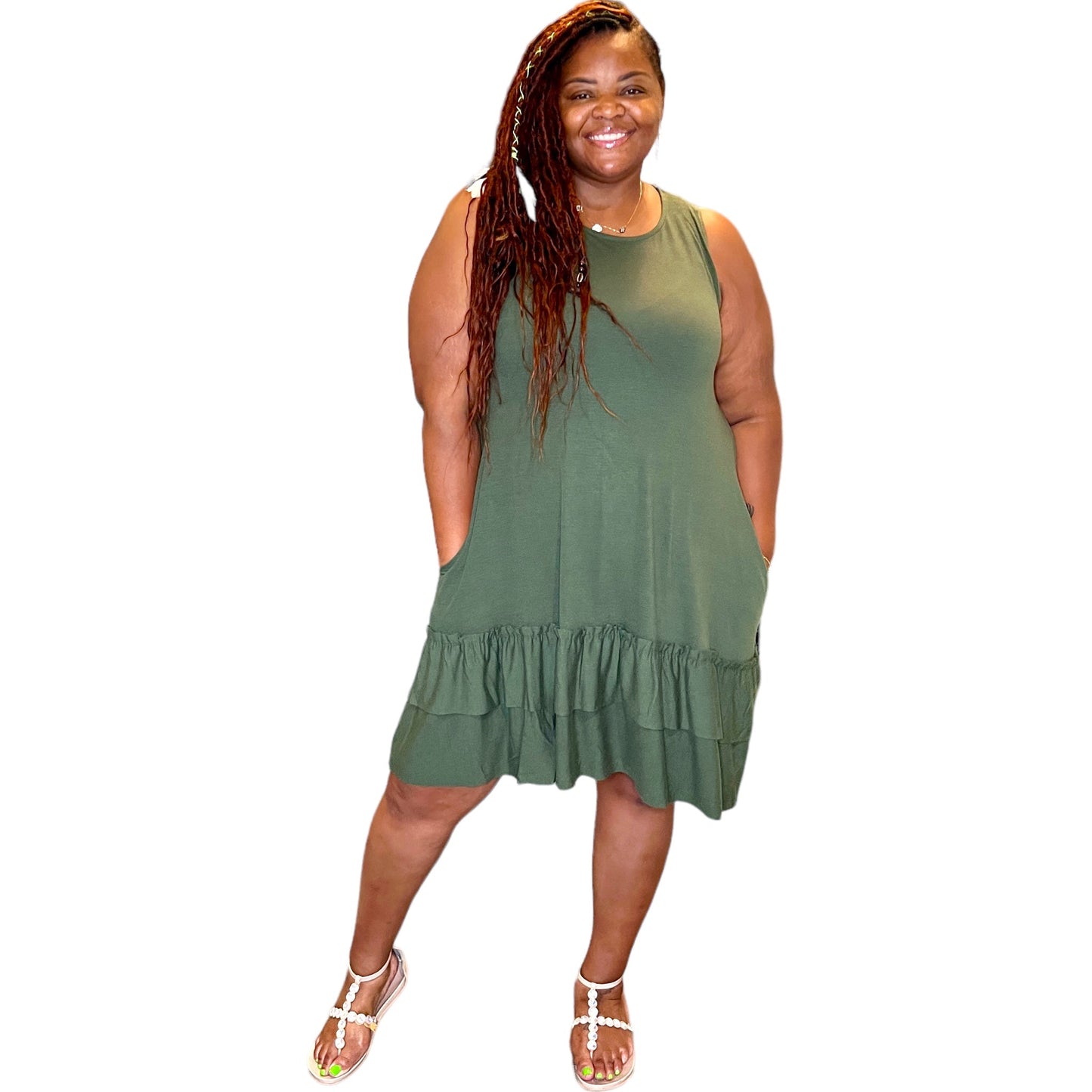 Sleeveless Ruffled Hem Dress