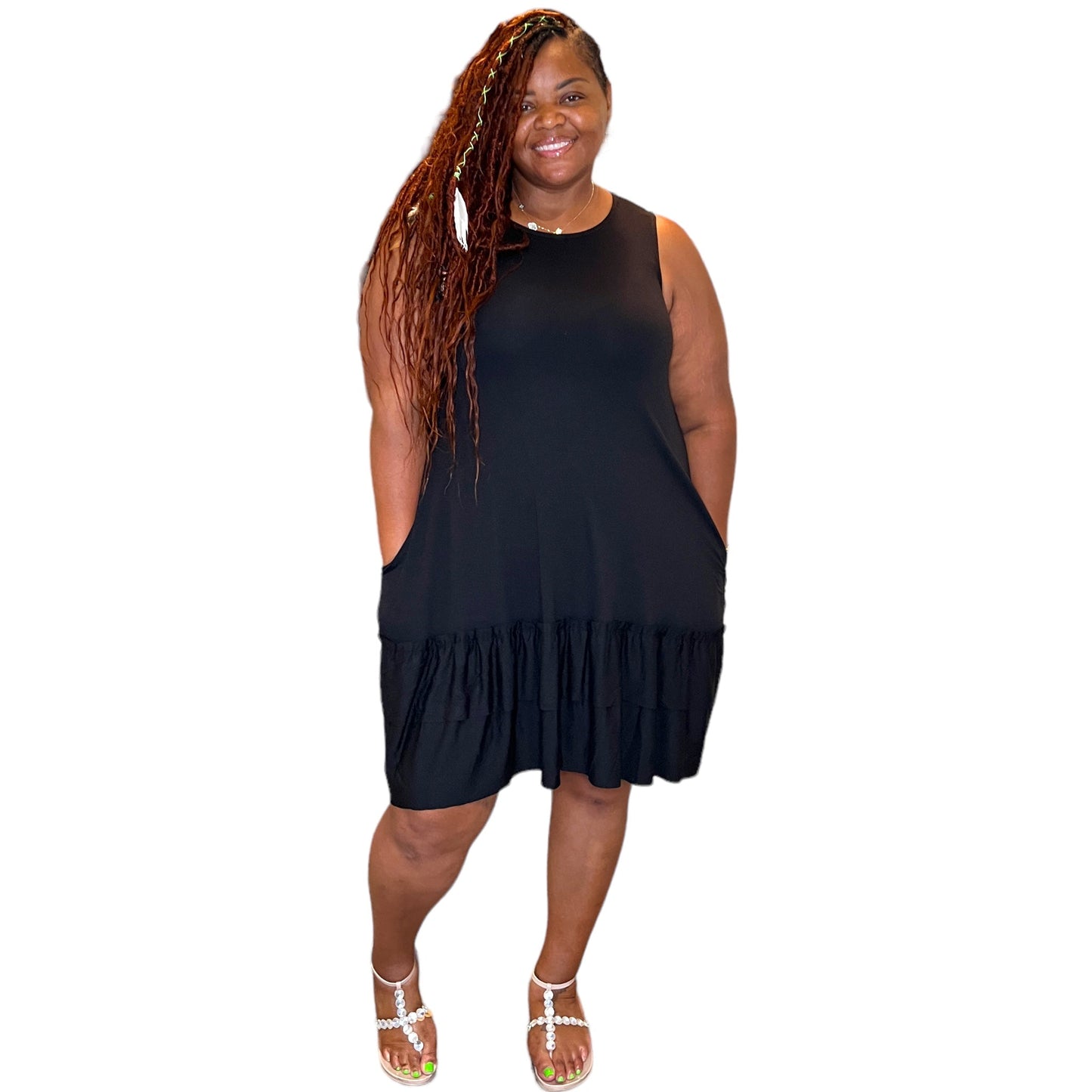 Sleeveless Ruffled Hem Dress