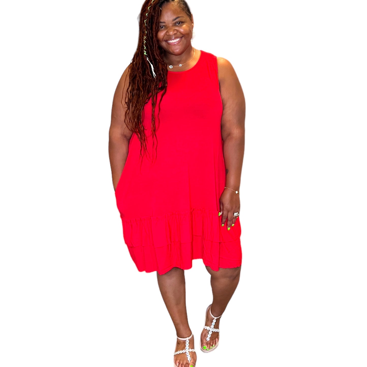 Sleeveless Ruffled Hem Dress