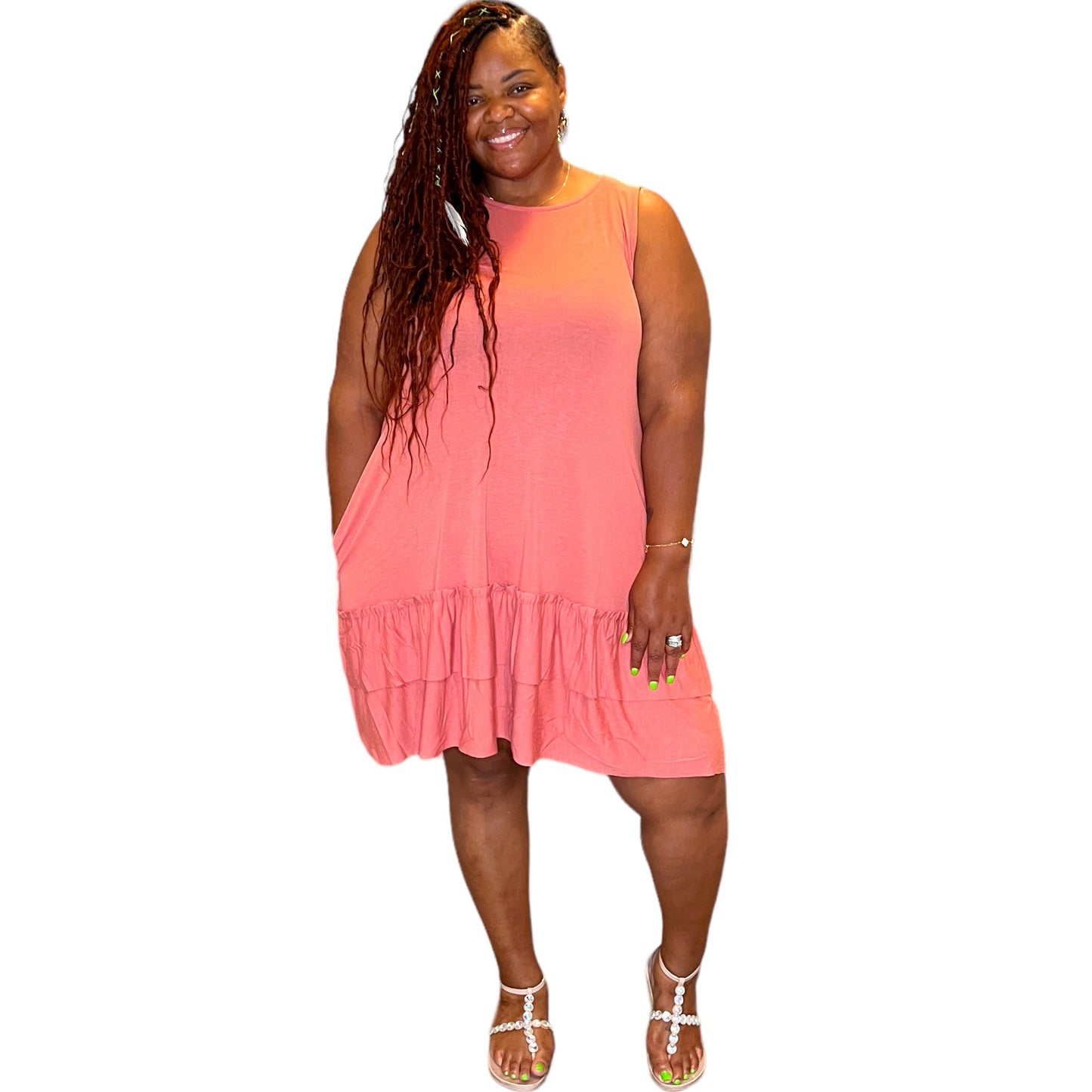 Sleeveless Ruffled Hem Dress
