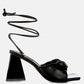 Primavera Ruched Triangular Heel Lace Up Sandal