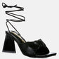 Primavera Ruched Triangular Heel Lace Up Sandal